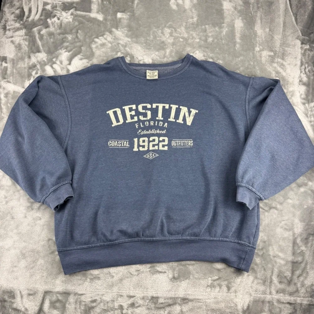 Pacific & Co Destin Florida Sweatshirt XL Blue Coastal Outfitters Unisex Comfy